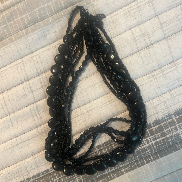 Beaded Choker Necklace Multi Strand Black Premier Designs - Picture 1 of 6